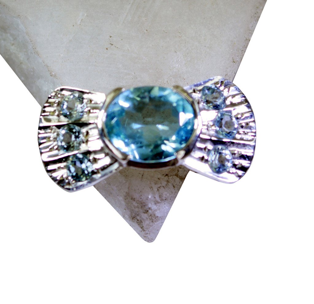 Riyo Blue Topaz Original Silver Jewellery Modern Ring Sz 7 Srbto7-10065