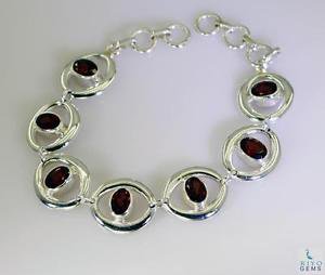 Riyo Garnet Cheap Jewellery Sets Silver Cuff Bangle Bracelet L 7.5in Sbragar-260