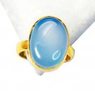 Riyo Blue Chalcedony Rhodium Plate Finger Armor Ring Sz 8 Gprbch8-8035