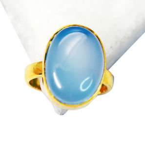Riyo Blue Chalcedony Rhodium Plate Finger Armor Ring Sz 8 Gprbch8-8035