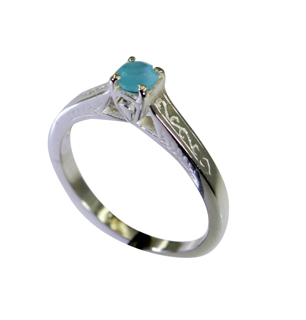 Riyo Aqua Chalcedony Silver Jewelry Wholesale India Guard Ring Sz 7 Srach7-4017