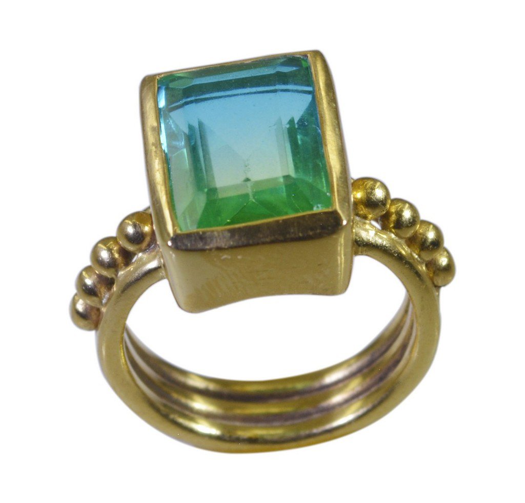 Riyo Multi Gold Plated Dichroic Glass Ring likely handcrafted gemstone jewellery