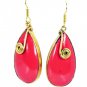 Riyogems Red Coral Cz 18 C Gold Plated Vintage Earring L 2.5in Gperco-114001
