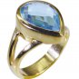 Riyo Blue Gold Plated Blue Topaz CZ Ring enticing funky handmade jewellery GPRB