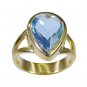 Riyo Blue Gold Plated Blue Topaz CZ Ring enticing funky handmade jewellery GPRB