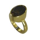 Riyo Brown Smoky Quartz  18kt Gold Plated Artisanal Ring Gprsqu70-76097