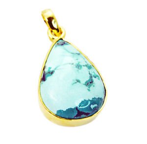 Riyogems Turquoise 18c Y Gold Plated Baby Pendants L 2.1in Gpptur-82049