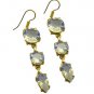 Riyogems White Fire Opal Cz Copper 18kt Gold Plated Iridescent Earring L 2.25in