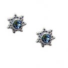 Riyo Blue Topaz Silver Daisy Jewellery Wedding Earring L 0.5in Sebto-10015