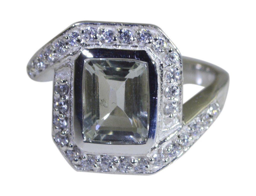 Riyo Green 925 sterling silver Green Amethyst Ring wonderful. gemstone designer