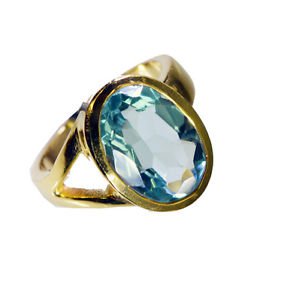 Riyo Blue Topaz Cz 18-Kt Gold Plating Rosary Ring Jewelry Sz 8 Gprbtcz8-92068