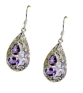 Riyo Amethyst Just Silver Jewellery Silver Earring L 1.5in Seame-2096