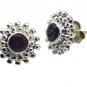 Riyo Red Garnet 925 Solid Sterling Silver Subtle Earring L 0.5in Segar-26118