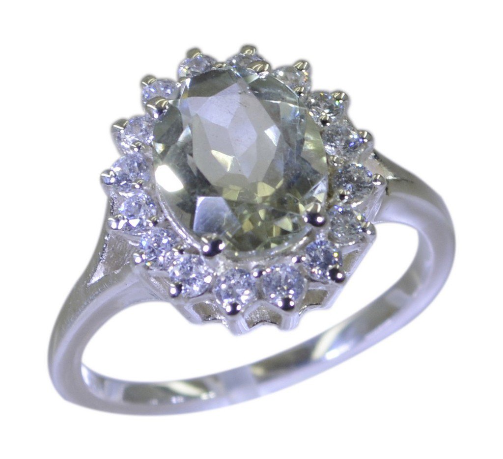 Riyo Green 925 sterling silver Green Amethyst Ring tantalizing fine handmade jew