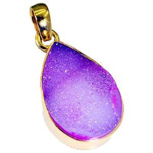 Riyogems Druzy Drusy 18-Kt Gold Plating Red Carpet Style Pendant L 1.5in Gppdru-