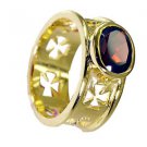 Garnet 18k Y Gold Plate Bridal Rings