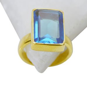 Riyo Blue Topaz Cz Gold Plate  Sports Ring Sz 5 Gprbtcz5-92038
