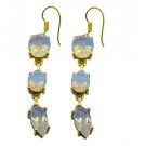 Riyogems White Fire Opal Cz Copper 18kt Gold Plated Intricate Earring L 2.5in Gp