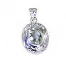 Riyo Green Amethyst Chunky Silver Jewelry Locket Pendant L 1.2in Spgam-28019