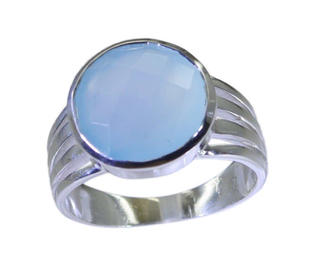 Riyo Blue  925 sterling silver Blue Chalcedany Ring lovely antique jewelry store