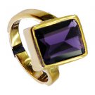 Amethyst Cz 18.Kt Gold Plated Mood Ring