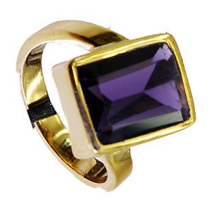 Amethyst Cz 18.Kt Gold Plated Mood Ring