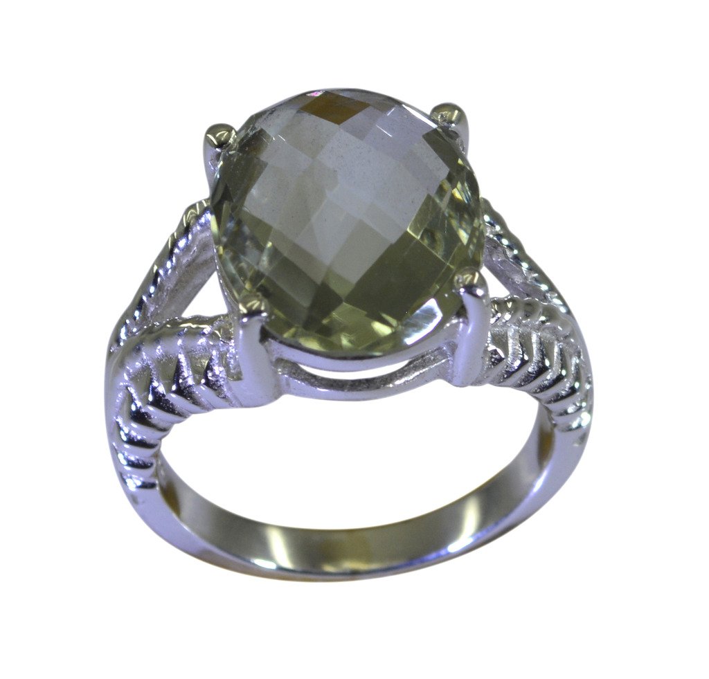 Riyo A Green Amethyst 925 Solid Sterling Silver Rocker Style Ring Srgam80-28086