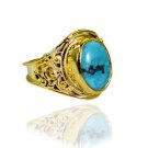 Riyo Turquoise 18.Kt Gold Platings Ecclesiastical Ring Sz 8 Gprtur8-82206