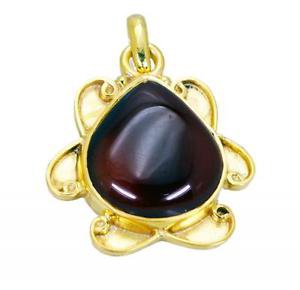 Riyogems Red Onyx 18kt Y.G. Plated Snow White Pendants L 1.5in Gppron-66031