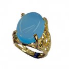 Riyo Blue Chalcedony 18c Ygold Plating Engagement Ring Sz 6 Gprbch6-8057