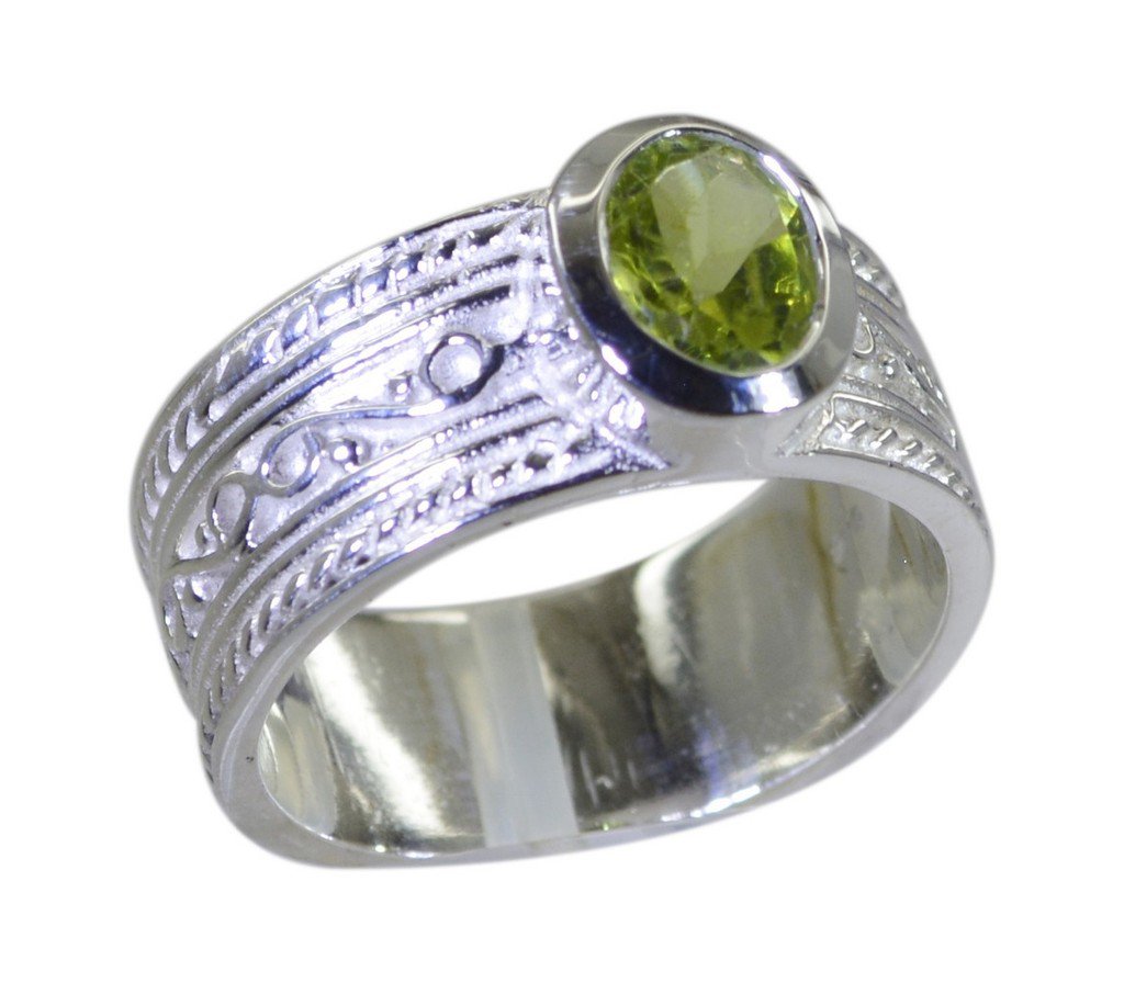 Riyo Green 925 sterling silver Peridot Ring cunning gemstone jewellery wholesale