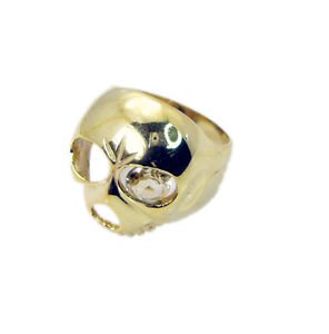 Riyo   Gemstone  18kt Gold Plated Skull Ring Gprskull70-280006
