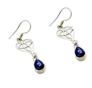 Riyo Lapis Lazuli Unique Silver Jewelry Antique Earrings L 1.5in Sella-44010