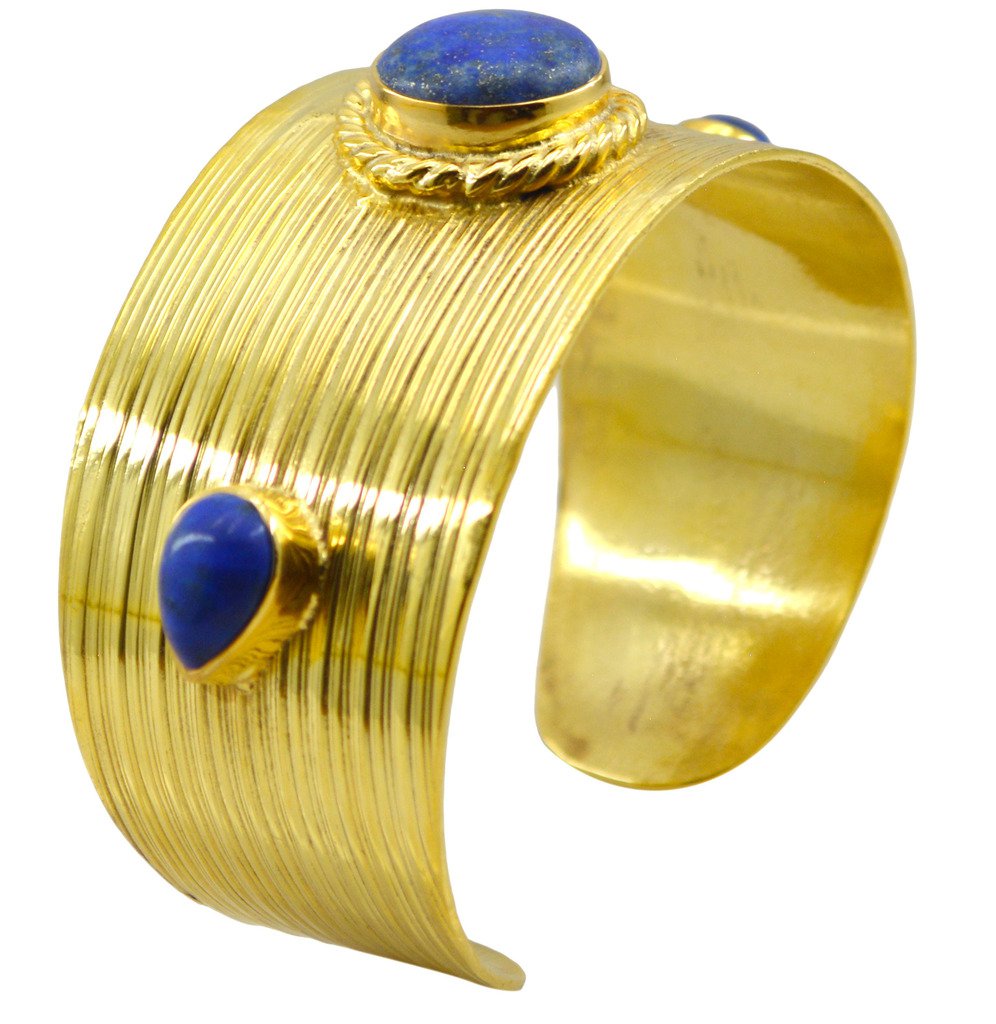 Riyo   Gemstone  18kt Gold Plated Precious Bangle W 1.25in Gpbmul-52027