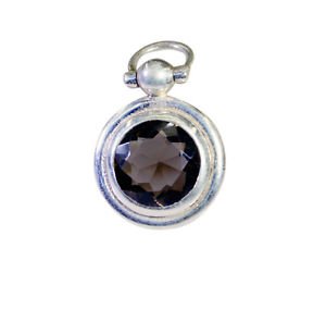 Riyo Smoky Quartz Silver Antique Jewellery Daisy Pendants L 0.5in Spsqu-76015