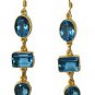 Riyogems A Blue Topaz Cz Copper 18kt Gold Plated Vintage Earring L 3in Gpebtcz-9