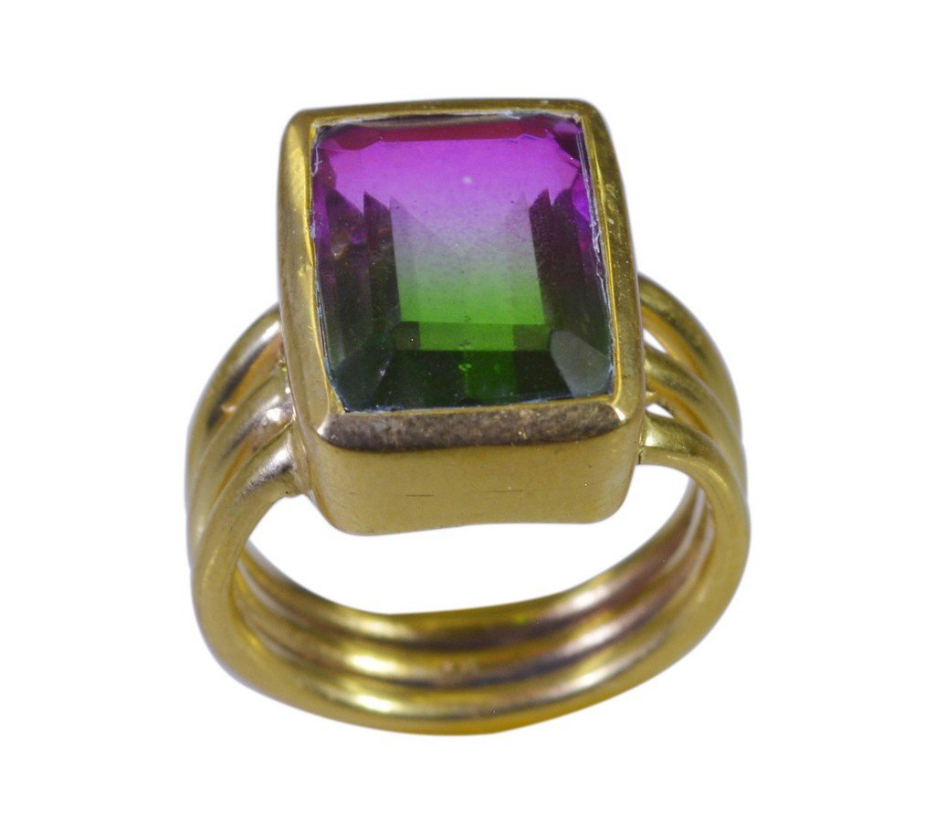 Riyo Multi Gold Plated Dichroic Glass Ring flawless handmade chain jewelry GPRDG