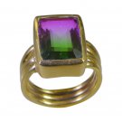 Riyo Multi Gold Plated Dichroic Glass Ring flawless handmade chain jewelry GPRDG