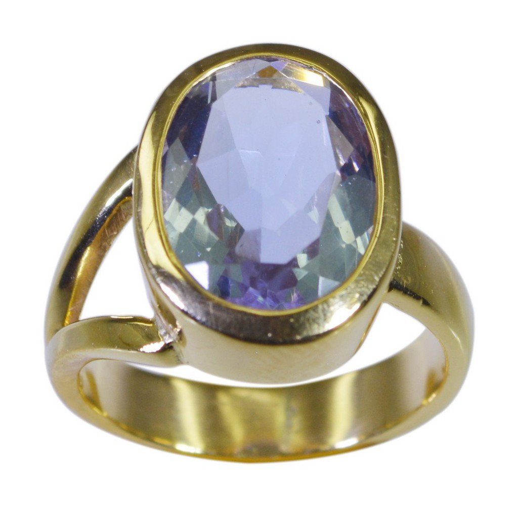 Riyo Blue  Gold Plated Alexandrite CZ Ring stunning cool handmade jewelry GPRALC