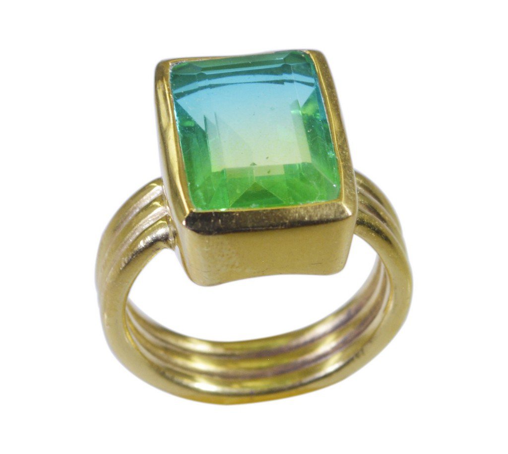 Riyo Multi Gold Plated Dichroic Glass Ring knockout genuine gemstone jewelry GPR