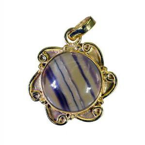 Riyogems Fluorite 18k Gold Plated Fleur De Lis Pendant L 1.2in Gppflu-23007