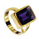 Amethyst Cz 18 Ct Ygold Plating Classic Day Rings