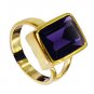 Amethyst Cz 18 Ct Ygold Plating Classic Day Rings
