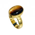 Riyo Tiger Eye 18ct Ygold Plate Cocktail Ring Sz 8 Gprtey8-80050