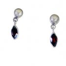 Riyo Red Garnet 925 Solid Sterling Silver Adorable Earring L 0.5in Segar-26149