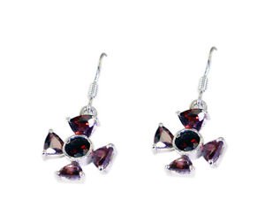 Riyo Red Garnet 925 Solid Sterling Silver Versatile Earring L 1.5in Segar-26134