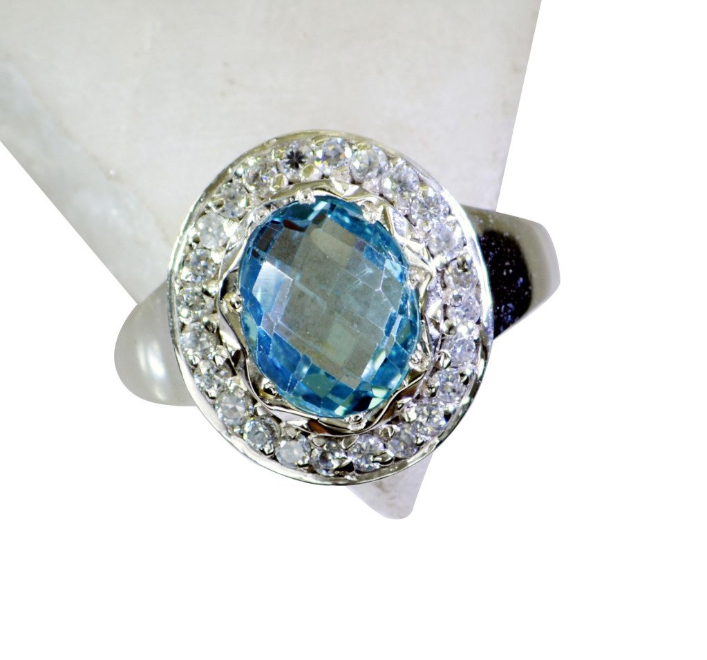 Riyo Blue Topaz Oxidized Silver Jewelry Posie Ring Sz 7 Srbto7-10067
