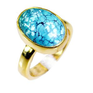 Riyo Turquoise Indian Gold Plate Wedding Bands Sz 6 Gprtur6-82022
