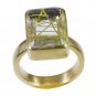 Riyo Multi Gold Plated Rutile Quartz CZ Ring fascinating handmade one of a kind