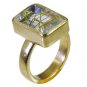 Riyo Multi Gold Plated Rutile Quartz CZ Ring fascinating handmade one of a kind